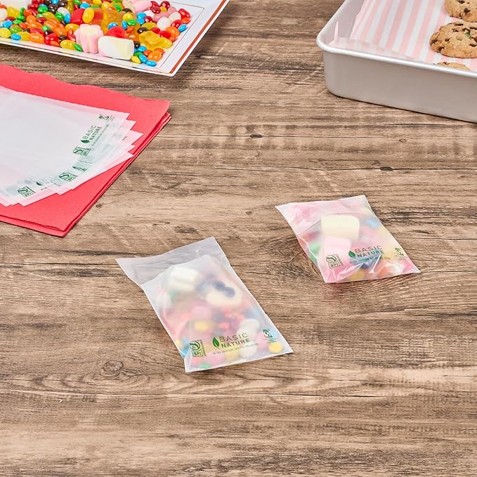 Restaurantware Food Storage Bags 100 Count 4 x 3 Inches Translucent Adhesive Bags Plastic Reusable Translucent for Cold Food Storage