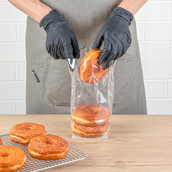 Restaurantware Flat Bottom Heat Seal Sandwich Bags Heat Sealable Food Bags - Gusset Bag with Paper Insert - Clear - 4 x 4 x 9 Inch - 100ct Box - Bag Tek