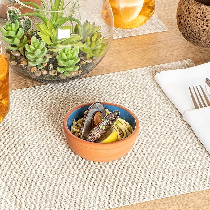 Restaurantware Terracotta Cazuela Bowls 2 Pack of 5 oz Durable Rustic Serving Dish Glazed Oven-Safe Bowl Freezer-Safe Tapas Dish Microwave-Safe Dishwasher-Safe