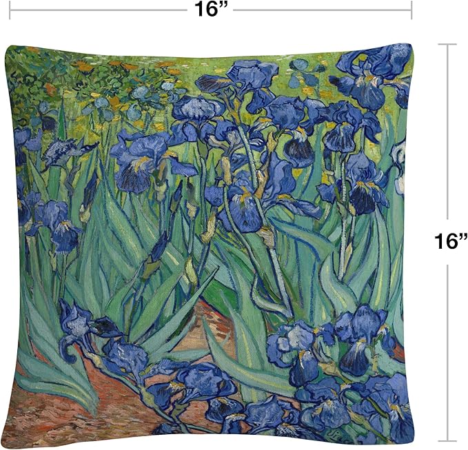 Trademark Fine Art Vincent Van Gogh 'Irises, 1889' 16" X 16" Decorative Throw Pillow
