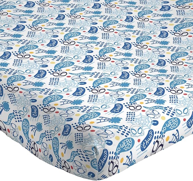Jay Franco Kids Sheet Set with Fitted, Flat Sheets & Pillow Cover - Ultra-Soft Bedding with Pillowcase for Room Decor, Multi - Spidey & Friends, 4 Piece Full