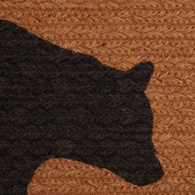 VHC Brands Dark Tan Rustic & Lodge Tabletop & Kitchen Wyatt Bear Stenciled Oval Jute Bedding Accessory, Runner 13x48, Brown