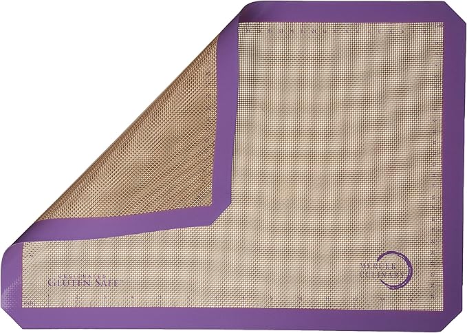 Mercer Culinary Silicone Bake Mat, Half Size, 11 7/8-Inch by 16 1/2-Inch, Purple border