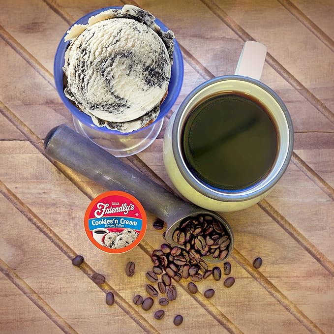 Friendly's Chocolate and Vanilla Flavored Coffee Pods for Keurig K Cup Brewers, Cookies & Cream, 40 Count (Pack of 1)
