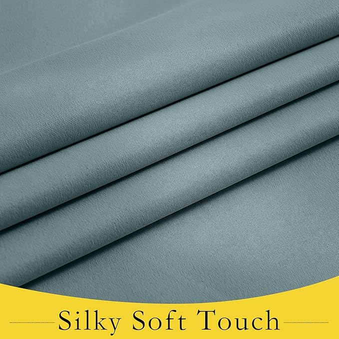 NICETOWN Window Covering for Kitchen, Farmhouse French Door Curtains for Patio Glass Sliding, Door Blinds Tie Up Shade for Home Decor, 1 Panel, 30" Wide x 72" Long, Greyish Blue