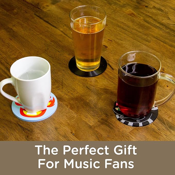 GAMAGO 45 Record Coasters - Funny Coasters - Fun for Decorations - Coasters for Drinks - Great Party Bar and Gift Idea