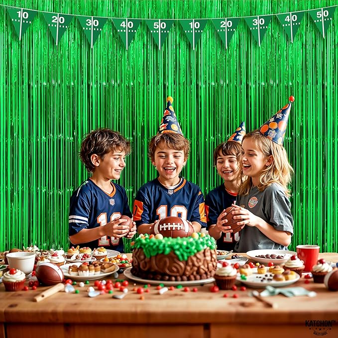 KatchOn, Green Streamers - Pack of 2 | Golf Party Decorations Fringe Backdrop Curtain for Graduation Decorations 2026 | Mexican Fiesta Jungle Party Dinosaur Birthday Safari Party Decorations, Football