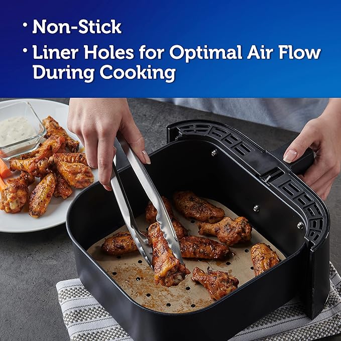 Reynolds Kitchens Air Fryer Liners Disposable, Unbleached Parchment Paper Sheets, 50 Count (Pack of 3)