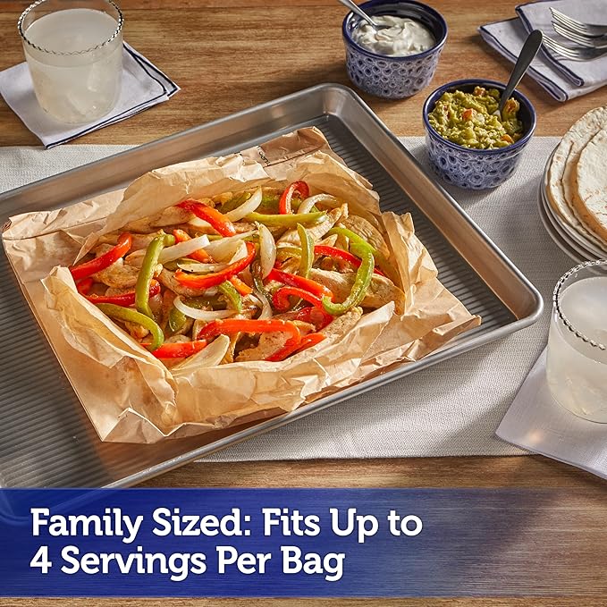 Reynolds Kitchens Parchment Cooking Bags, Family Size, Non-Stick Parchment Cooking Bags for the Oven and Microwave, Oven-Safe up to 425 Degrees, Great for Quick Family Meals, No-Mess Cleanup, 15 Pack