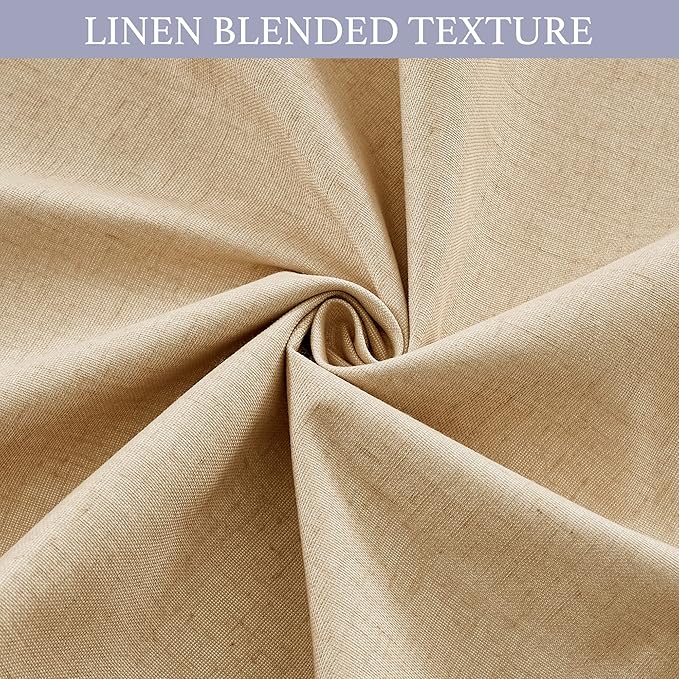 RYB HOME French Door Blinds 100% Blackout, Linen Blended Window Decor Room Darkening Privacy Skylight Patio/French Glass Door Window Shades, W26 x L40 inch, Camel, 1 Panel