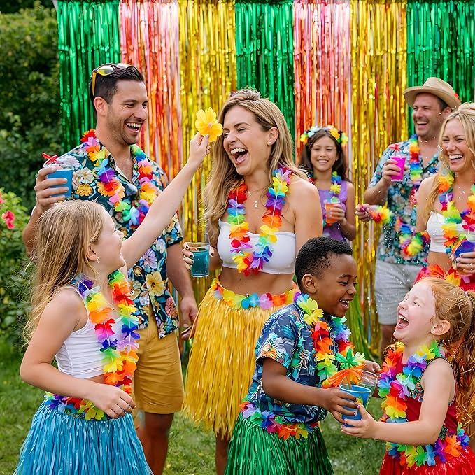 Luau Party Decorations - Green Gold Rose Tropical Streamers Backdrop Banner | Hawaiian Party Decorations for Indoor Outdoor - Summer Beach Pool Birthday Favors Supplies for Home Wall,2 Pack