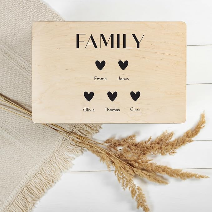 Creative Deco Personalized Wooden Storage Box Family Memory Box | 11.8x7.87x5.51in (+-0.5) | Multiple Choice | Hinged Lid Handles Engraving | Gift Box | Rough UNSANDED Keepsake Souvenir Chest