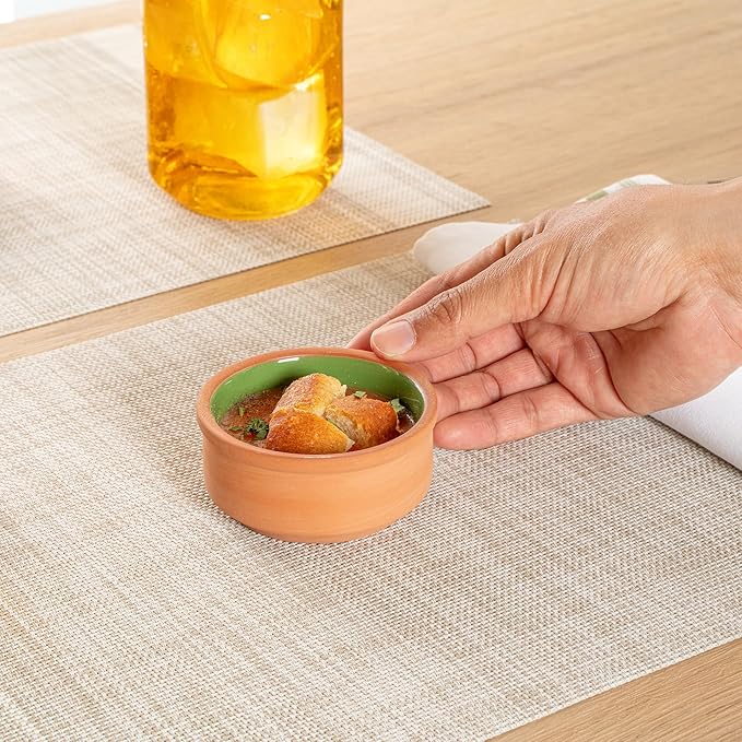 Restaurantware Terracotta Cazuela Bowls 2 Pack of 3 oz Durable Rustic Serving Dish Glazed Oven-Safe Bowl Freezer-Safe Tapas Dish Microwave-Safe Dishwasher-Safe