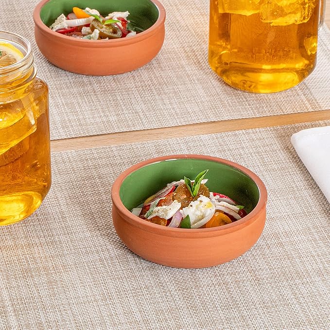 Restaurantware Terracotta Cazuela Bowls 2 Pack of 7 oz Durable Rustic Serving Dish Glazed Oven-Safe Bowl Freezer-Safe Tapas Dish Microwave-Safe Dishwasher-Safe