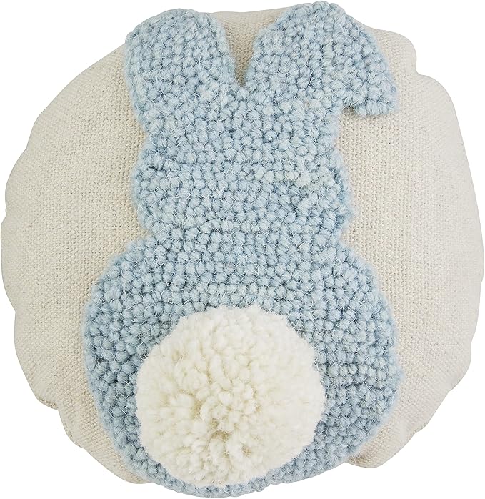 Mud Pie Easter Mini Hook Pillow, Bunny Tail, 8" x 8"