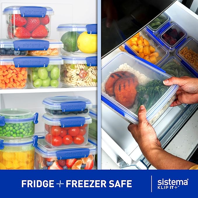 Sistema KLIP IT Large 5L Food Storage Container, Airtight & Stackable, Dishwasher, Freezer, & Microwave-Safe, BPA-Free