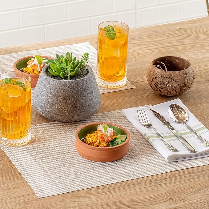 Restaurantware-Terra Tek 8.5 Ounce Terracotta Cazuelas, 2 Green Glazed Clay Pots For Cooking - Oven-Ready, Microwavable, Terracotta Serving Pots, Dishwashable, For Cooking And Serving