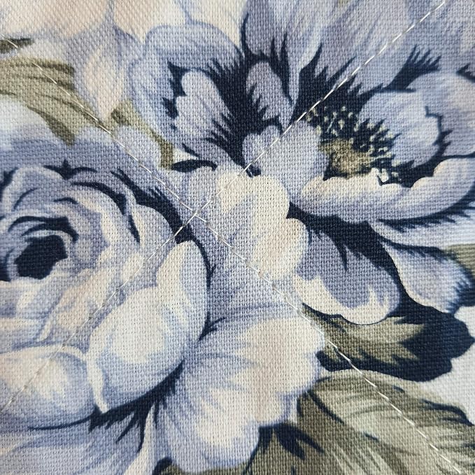 CUSHYSTORE 2 Layers Coasters Saucers Canvas Floral Botanical Fabric 4", 6 Pack - Blue Rose Garden
