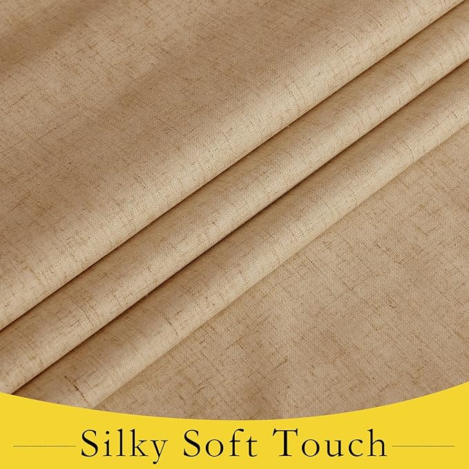 NICETOWN Door Curtains for Window, Linen Farmhouse 100% Blackout Thermal Insulated Door Blinds for Kitchen French Front Window, W26 x L64 inch, 1 Panel, Camel