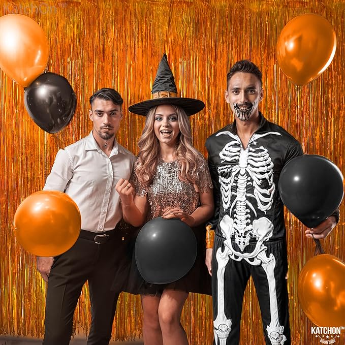 KatchOn, Orange Streamers - Pack of 2 | Thanksgiving Backdrop for Thanksgiving Decorations | Orange Fringe Backdrop for Birthday, Friendsgiving Party Decorations | Basketball Party Decorations