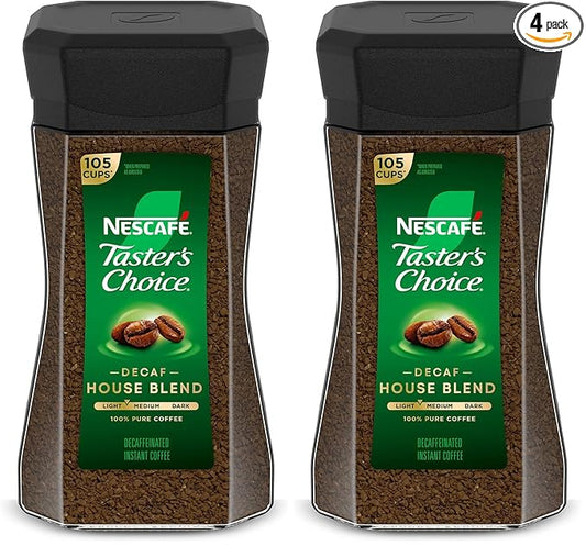 NESCAFÉ Taster's Choice Instant Coffee,Medium Light Roast Coffee,Decaf House Blend,(7 Oz Each),(Pack of 4)