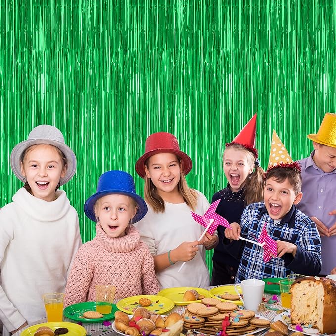 2 Pack Tinsel Backdrop, 3.28 FTx7.05 FT Green St Patricks Day Party Decorations, Metallic Backdrop Curtains Tinsel Curtains Streamer Backdrop, Party Supplies Wall Decor for St. Patricks Party Birthday