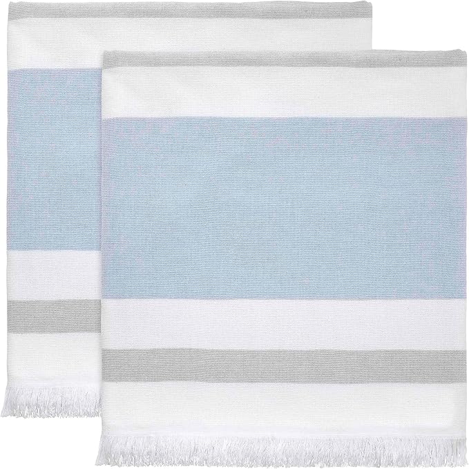 Izod - Bath Towels, Soft & Absorbent Cotton, Striped Bathroom Decor, Dorm Room Essentials, Set of 2 (Clubhouse Collection, Blue)
