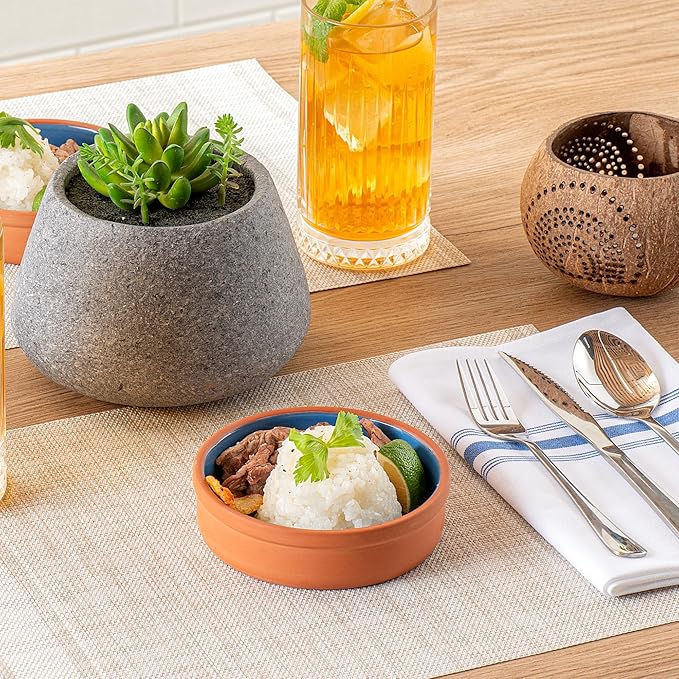 Restaurantware Terracotta Cazuela Bowls 2 Pack of 9 oz Durable Rustic Serving Dish Glazed Oven-Safe Bowl Freezer-Safe Tapas Dish Microwave-Safe Dishwasher-Safe