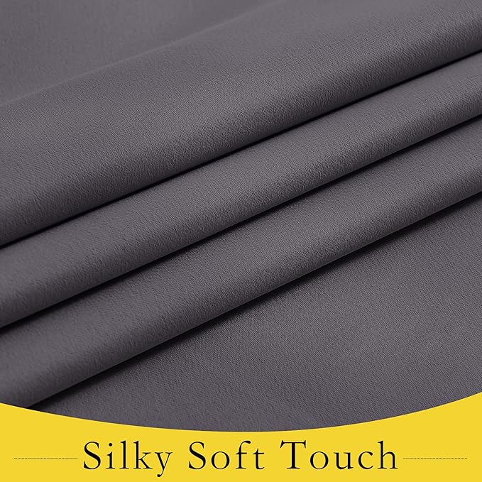 NICETOWN Blackout French Door Curtain, Room Darkening Tie Up Shade Small Window Curtains and Drapes Thermal Insulated Tricia Door Blinds for Patio Classroom, W26 x L50 inch, 1 Panel, Grey