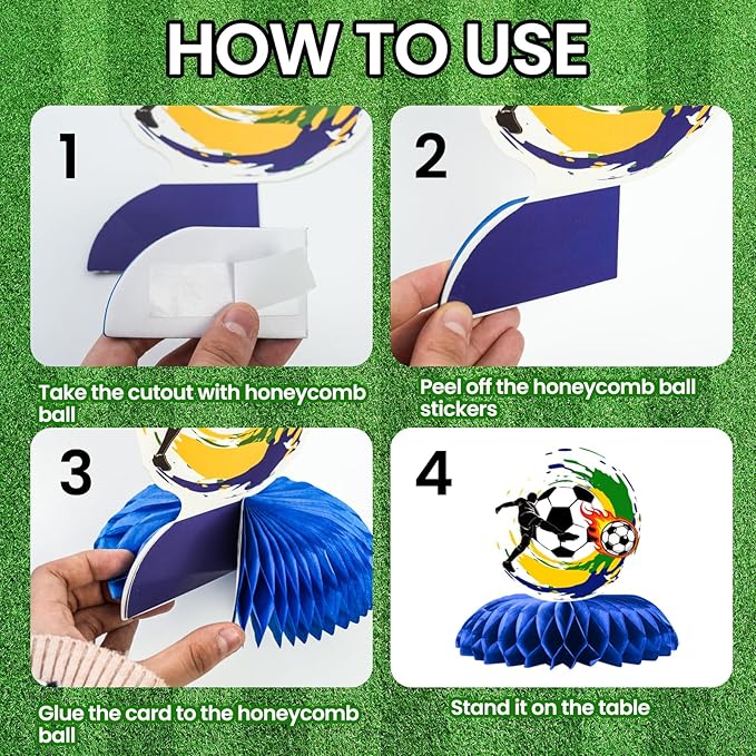 Soccer Honeycomb Centerpieces - 9PCS Soccer Party Decorations, Soccer Game Party Supplies Table Decor for Birthday, 2026 International Soccer Match