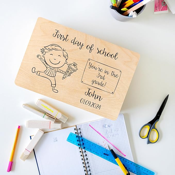 Creative Deco Personalized Wooden Storage Box School Box | 11.8 x 7.87 x 5.51 in (+-0.5) | Mulitple Choice | Hinged Lid Handle Engraving | Unpainted Gift Box | Rough UNSANDED Keepsake Souvenir Chest