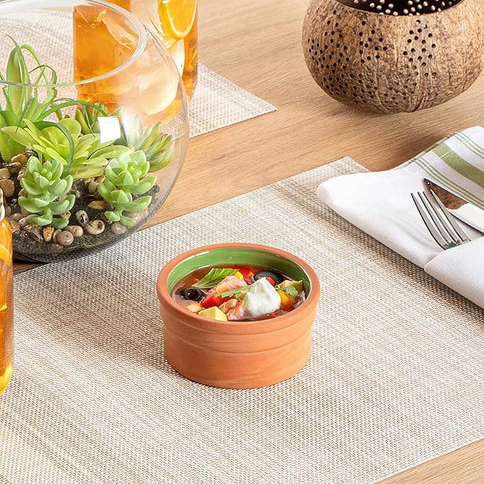 Restaurantware Terracotta Cazuela Bowls 2 Pack of 5 oz Durable Rustic Serving Dish Glazed Oven-Safe Bowl Freezer-Safe Tapas Dish Microwave-Safe Dishwasher-Safe