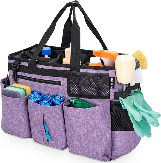 IBVIVIC Wearable Cleaning Caddy Bag for Cleaning Supplies,Large Capacity Cleaning Organizer Purple