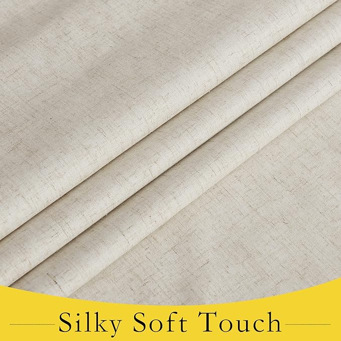 NICETOWN Linen Door Curtain for Window, Farmhouse French Door Curtain Shade for Kitchen Bathroom Thermal Insulated 100% Blackout Tie Up Shade for Patio Sliding Glass, 1 Panel, Natural, 26" x 72"