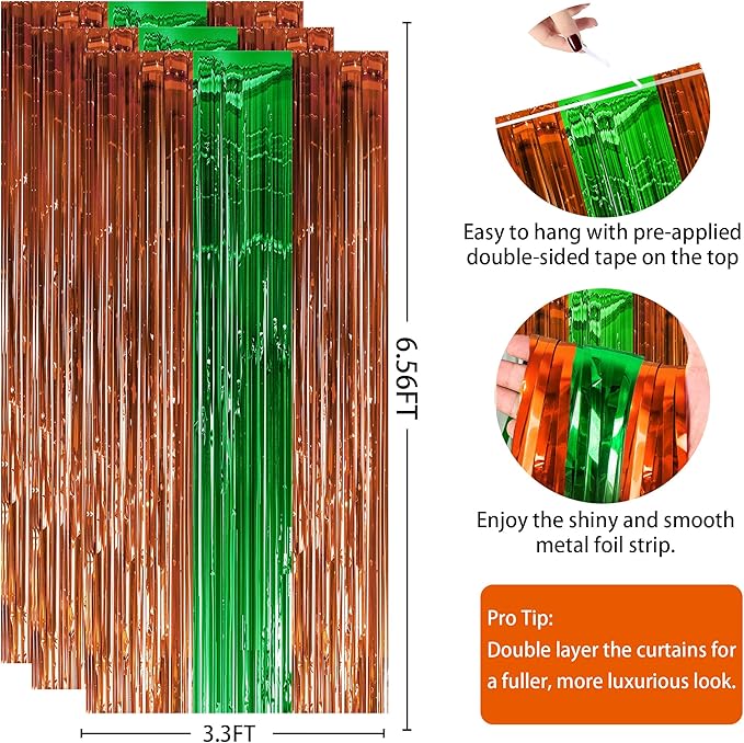 Football Party Decorations for Super Game Bowl 2026 - Green Brown Tinsel Streamers Backdrop Banner | Football Party Favors Supplies Indoor Outdoor - Game Day Birthday Party Accessories for Wall Door