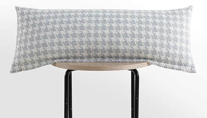 Kenneth Cole New York - Pillow Cover, Sustainable Fabric Construction with Hidden Zipper, Modern Home Decor for Couch or Bed (Houndstooth Grey, 14" x 36")