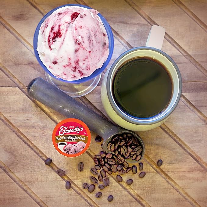 Friendly's Coffee Pods, Cherry Chocolate Ice Cream Flavored for Keurig K Cup Brewers, Black Cherry Chocolate Chunk, 40 Count (Pack of 1)