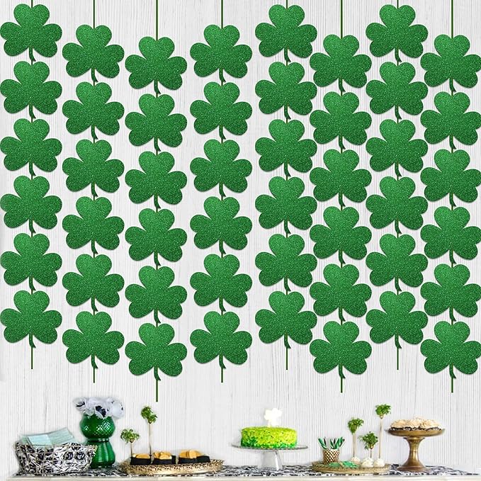 GOER St. Patrick's Day Shamrock Decorations,12 Pcs Hanging Swirls for St. Patrick's Day Party Supplies