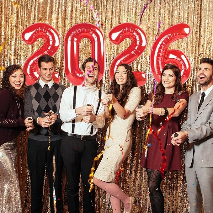 16 Inch 2026 Balloons Red, Number Balloons 16 Inch, New Years Balloons for 2026 New Years Graduation Decorations Home Office Decoration