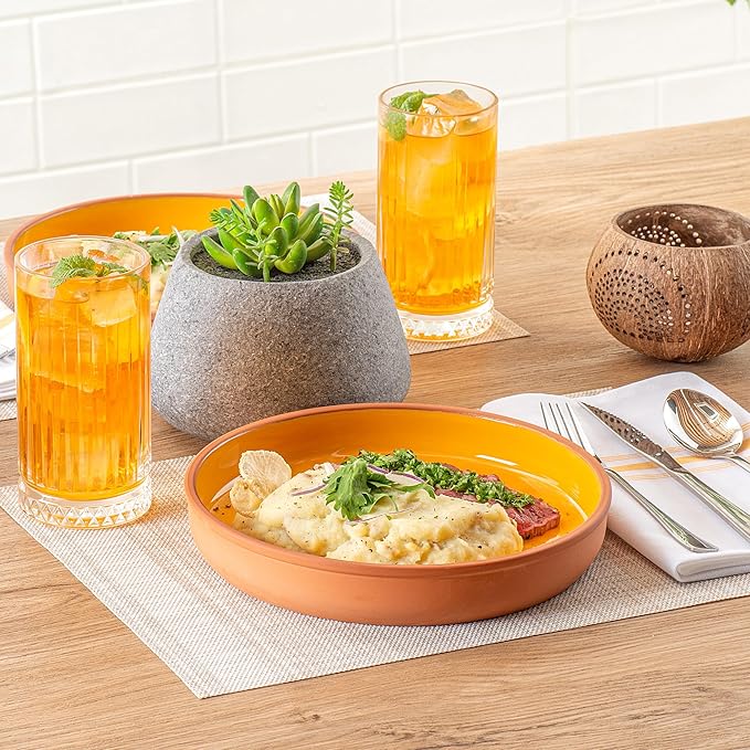 Restaurantware-Terra Tek 34 Ounce Terracotta Cazuelas, 2 Yellow Glazed Clay Pots For Cooking - Oven-Ready, Microwavable, Terracotta Serving Pots, Dishwashable, For Cooking And Serving