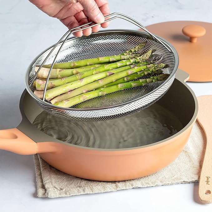 Goodful All-In-One Pan Steamer Basket, Premium Stainless Steel Construction, Dishwasher Safe, Perfect for Steaming Vegetables, Full Handle for Easy Use