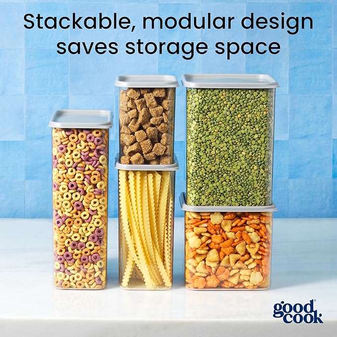 GoodCook Food Storage Container with Lid BPA-Free Modular & Stackable Design, 4.6-Quart, Clear