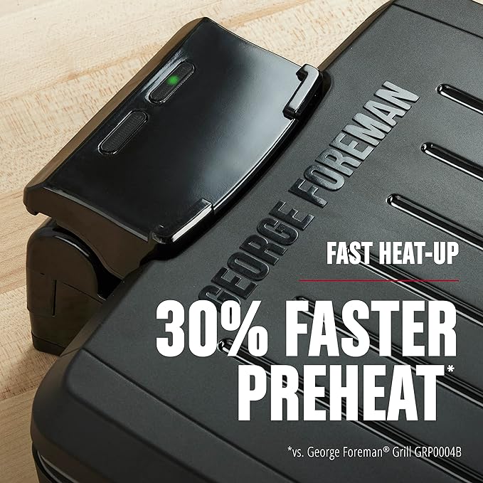 George Foreman® Fully Submersible™ Grill, NEW Dishwasher Safe, Wash the Entire Grill, Easy-to-Clean Nonstick, Black/Grey