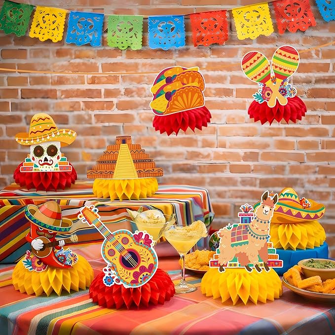 Cinco De Mayo Decorations - Cinco De Mayo Honeycomb for Table Centerpieces | Fiesta Party Decorations for Taco, Mexican Theme Birthday Accessories Party Favors Decor Supplies Indoor Outdoor