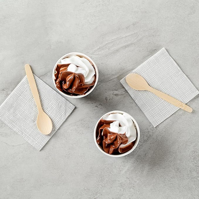 Restaurantware Coppetta 4-Ounce Dessert Cups, 200 Disposable Ice Cream Cups - Lids Sold Separately, Heavy-Duty, Frenchie Paper Frozen Yogurt Bowls, For Hot And Cold Foods