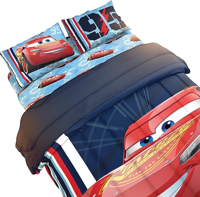 Disney/Pixar Cars 95 Full Size 4 Piece Sheet Set with Lightning McQueen (Offical Disney/Pixar Product)