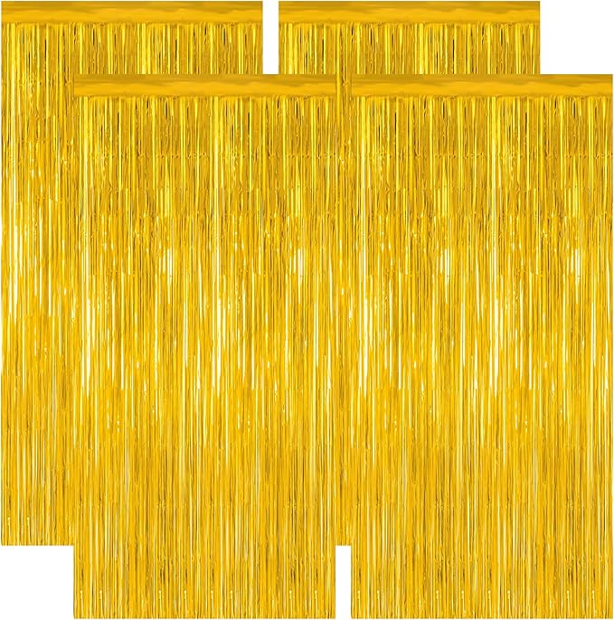 4 Pack 2026 Graduation Party Decorations, 3.28 x 7.05 Feet Gold Grad Curtains, Metallic Gold Backdrop Curtain Class of 2026 Backdrop Party Streamer, Congrad Backdrop Grad Decor 2026