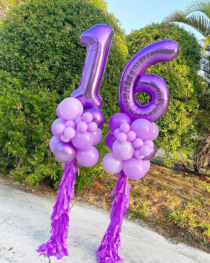 2 Numbers Balloon 40 Inch Purple Two Balloon Number Birthday Decor, 2nd 12 21st Party Celebration Decorations Graduations Wedding Baby Shower