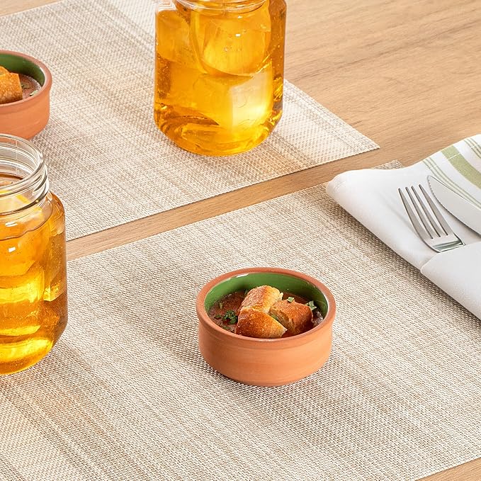 Restaurantware Terracotta Cazuela Bowls 2 Pack of 3 oz Durable Rustic Serving Dish Glazed Oven-Safe Bowl Freezer-Safe Tapas Dish Microwave-Safe Dishwasher-Safe