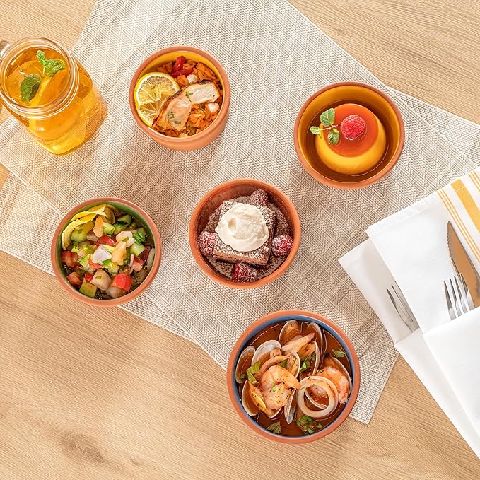 Restaurantware Terracotta Cazuela Bowls 2 Pack of 5 oz Durable Rustic Serving Dish Glazed Oven-Safe Bowl Freezer-Safe Tapas Dish Microwave-Safe Dishwasher-Safe